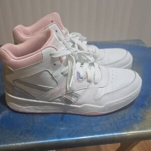 Reebok White and Pink High-Top Sneakers